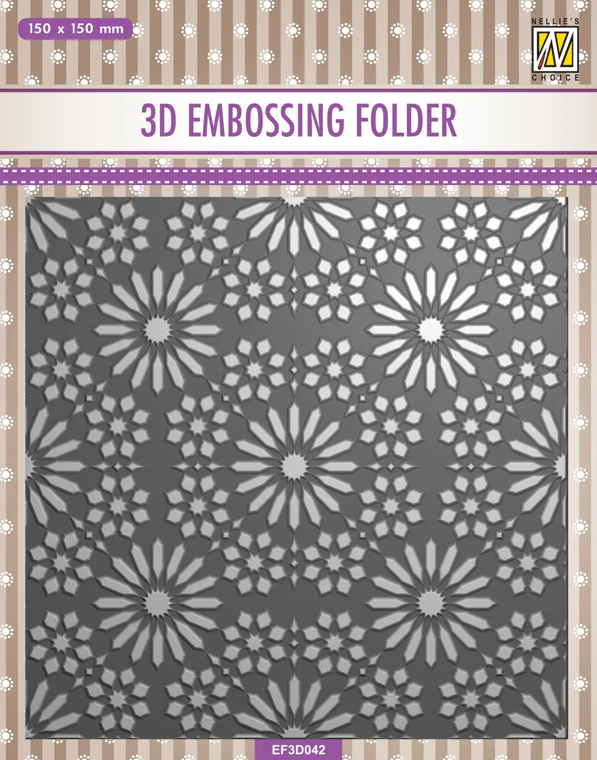 Nellie's Choice 3D Embossing Folder - Square Frame - Flower Pattern 1