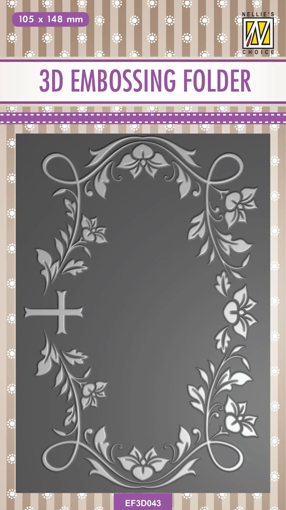Nellie's Choice 3D Embossing Folder - Blooming Twigs With Cross 1
