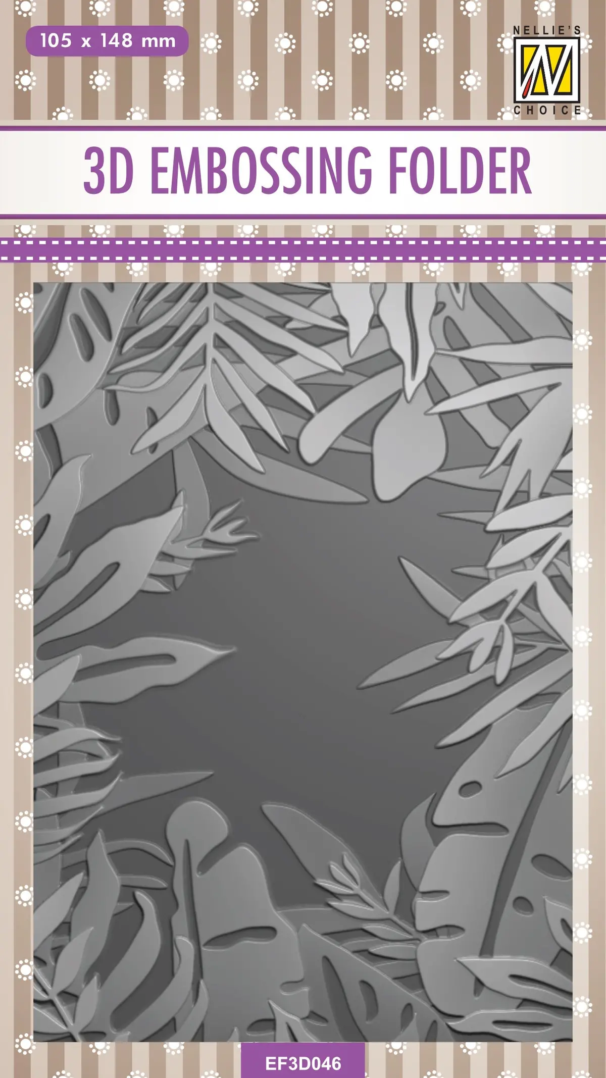 Nellie's Choice 3D Embossing Folder - Frame Of Tropical Leaves 1
