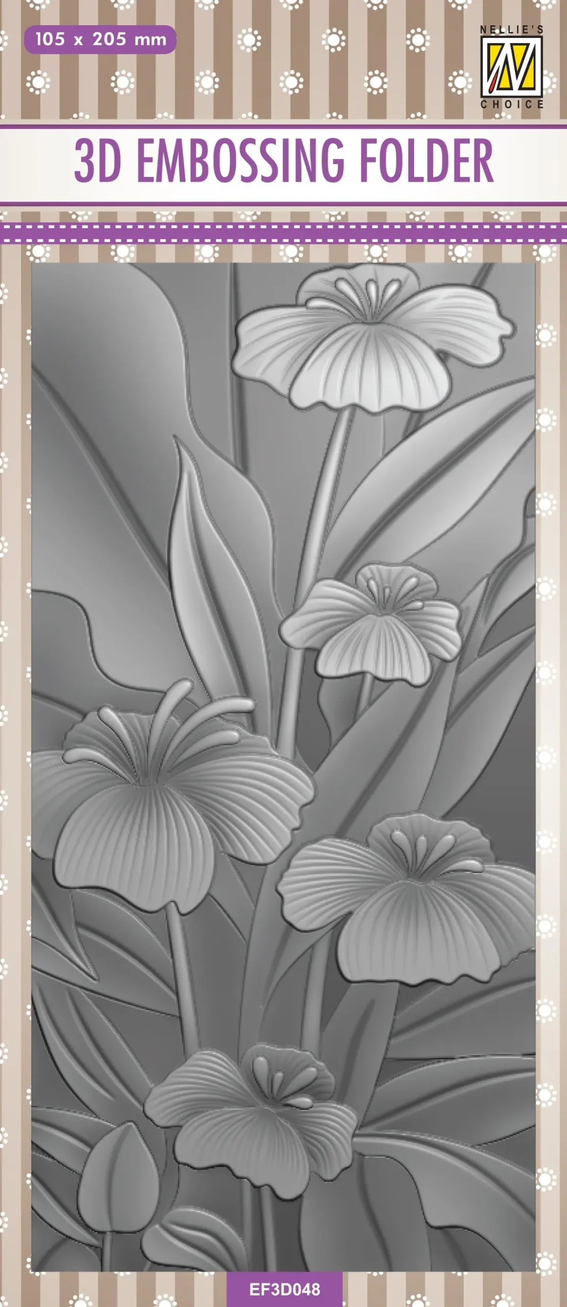 Nellie's Choice 3D Embossing Folder Slimline - Lilies 1