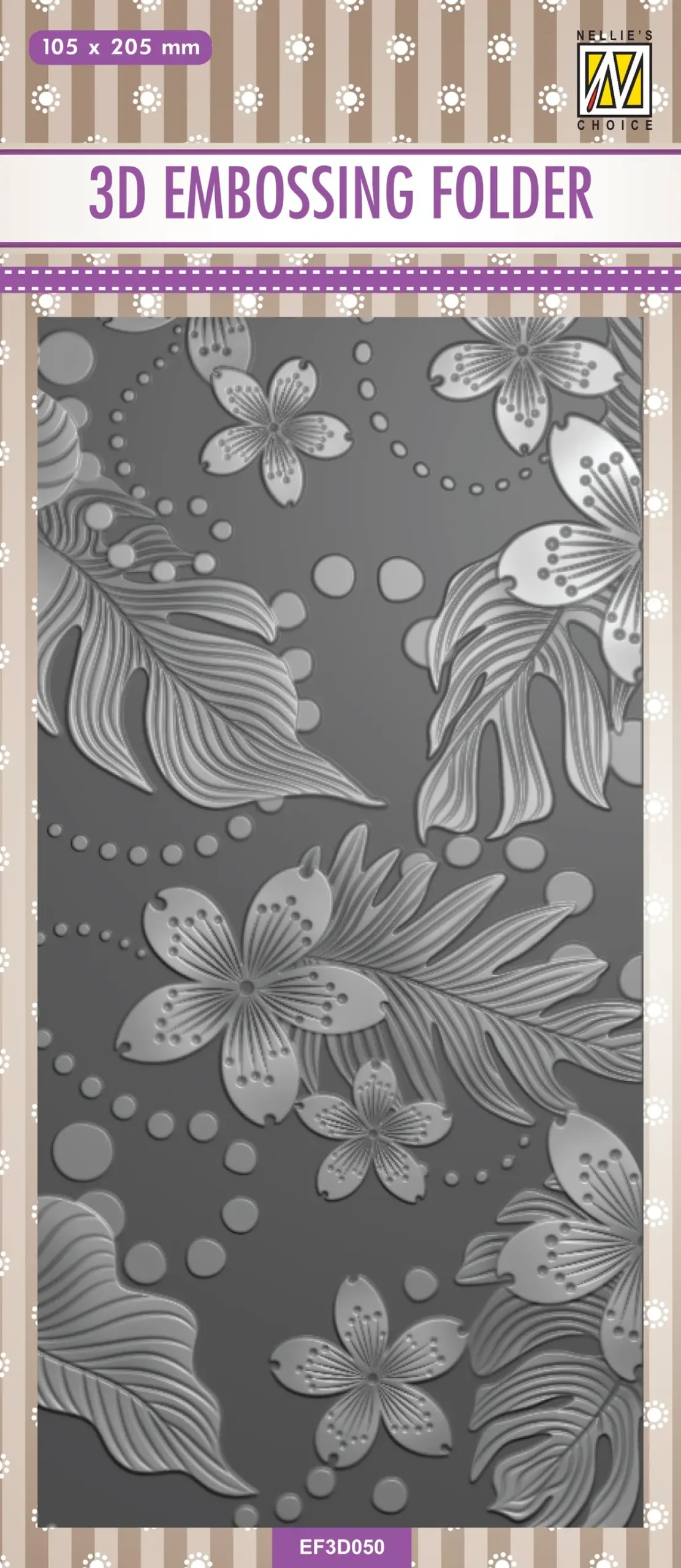Nellie's Choice 3D Embossing Folder Slimline - Leaves & Flowers 1