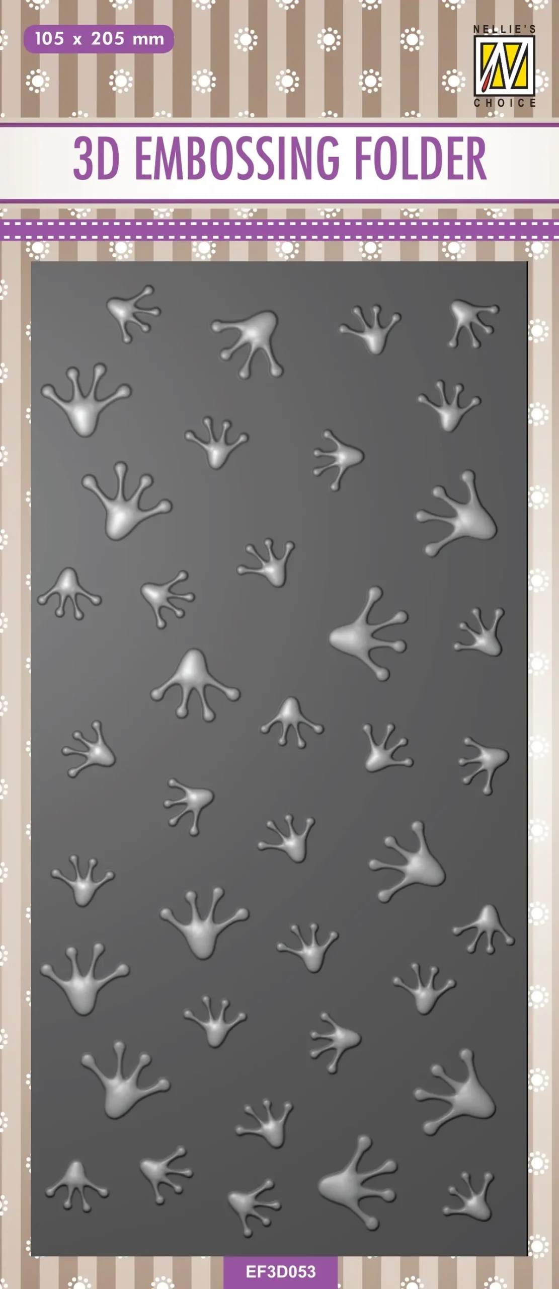 Nellie's Choice 3D Embossing Folder Slimline - Frog Series - Frog Footprints 1