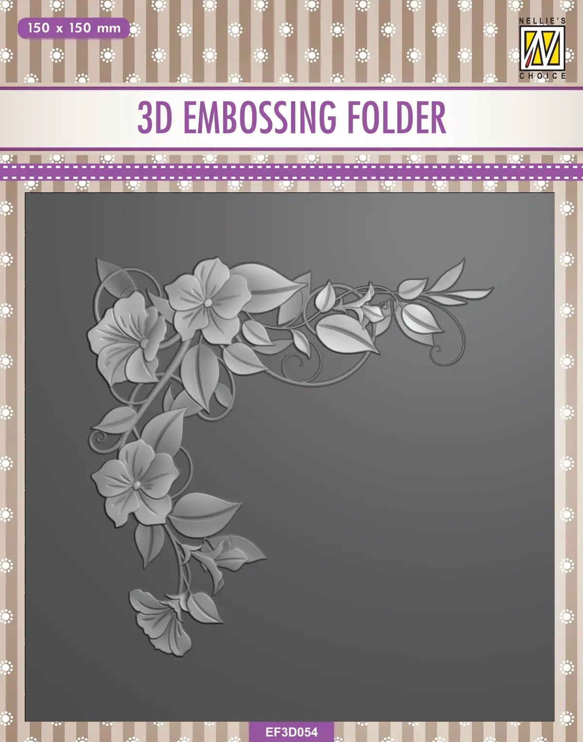Nellie's Choice 3D Embossing Folder Square - Flower Corner 1 1