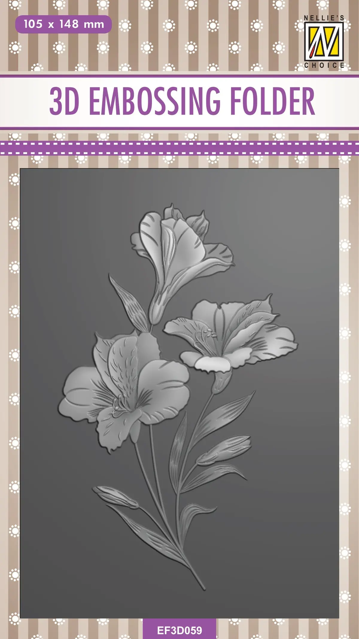 Nellie's Choice 3D Embossing Folder Rectangle - Orchid 1