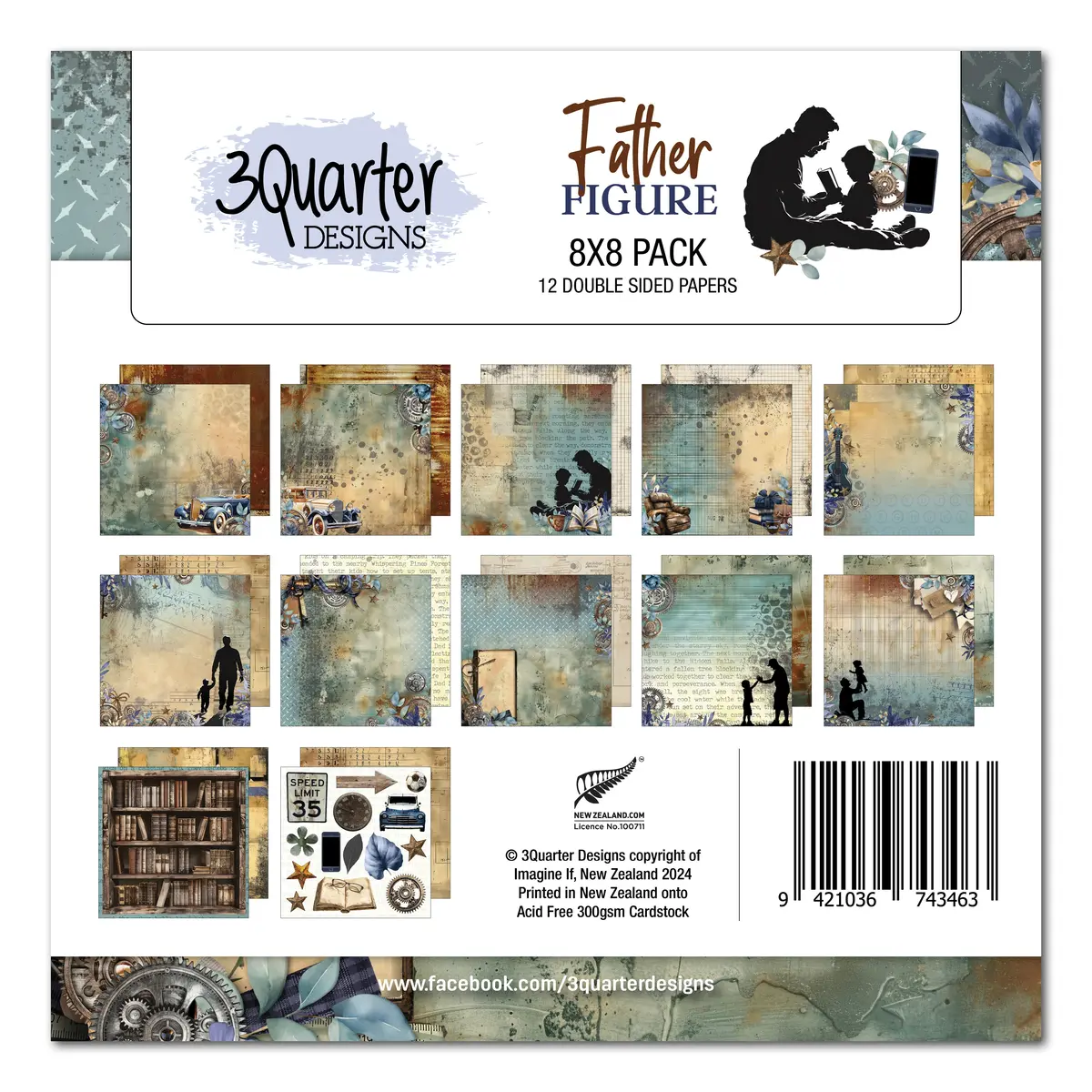 3Quarter Designs Father Figure 8X8 Paper Pack 1