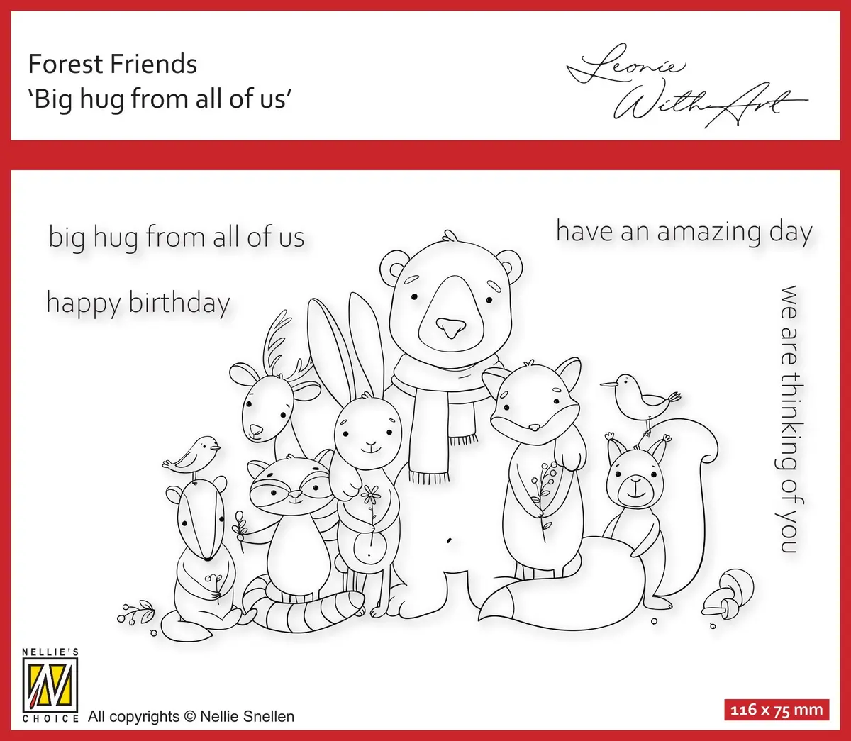 Nellie's Choice Clear Stamp Forest Friends-Big Hug From All Of Us 1