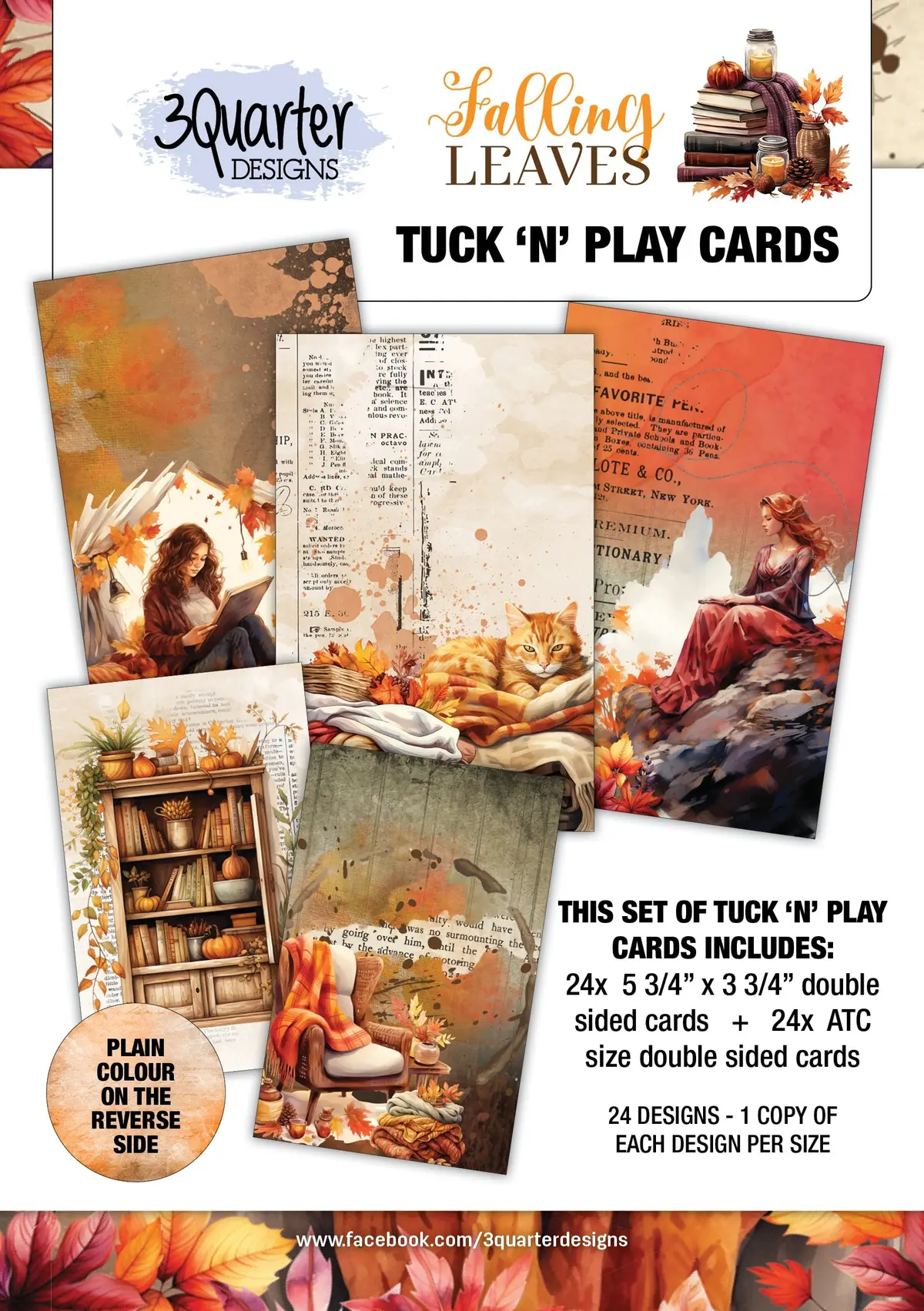 3Quarter Designs Falling Leaves - Tuck N Play Cards 1