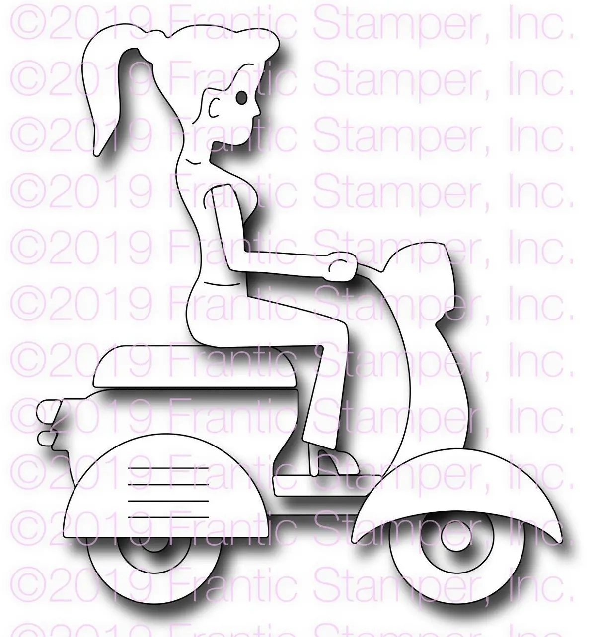 Frantic Stamper Precision Die - Scooter Girl 1