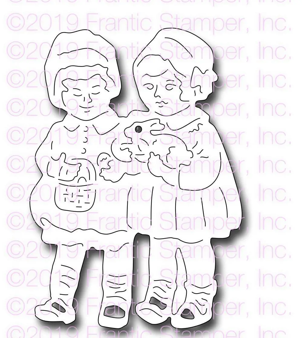 Frantic Stamper Precision Die - Vintage Easter Children 1