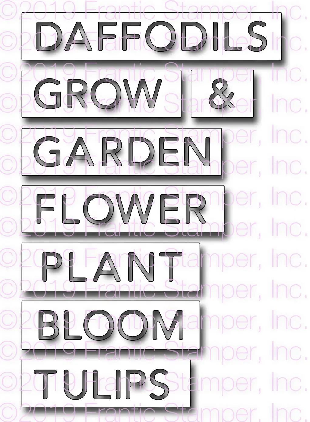 Frantic Stamper Precision Die - Garden Reverse-Cut Words 1