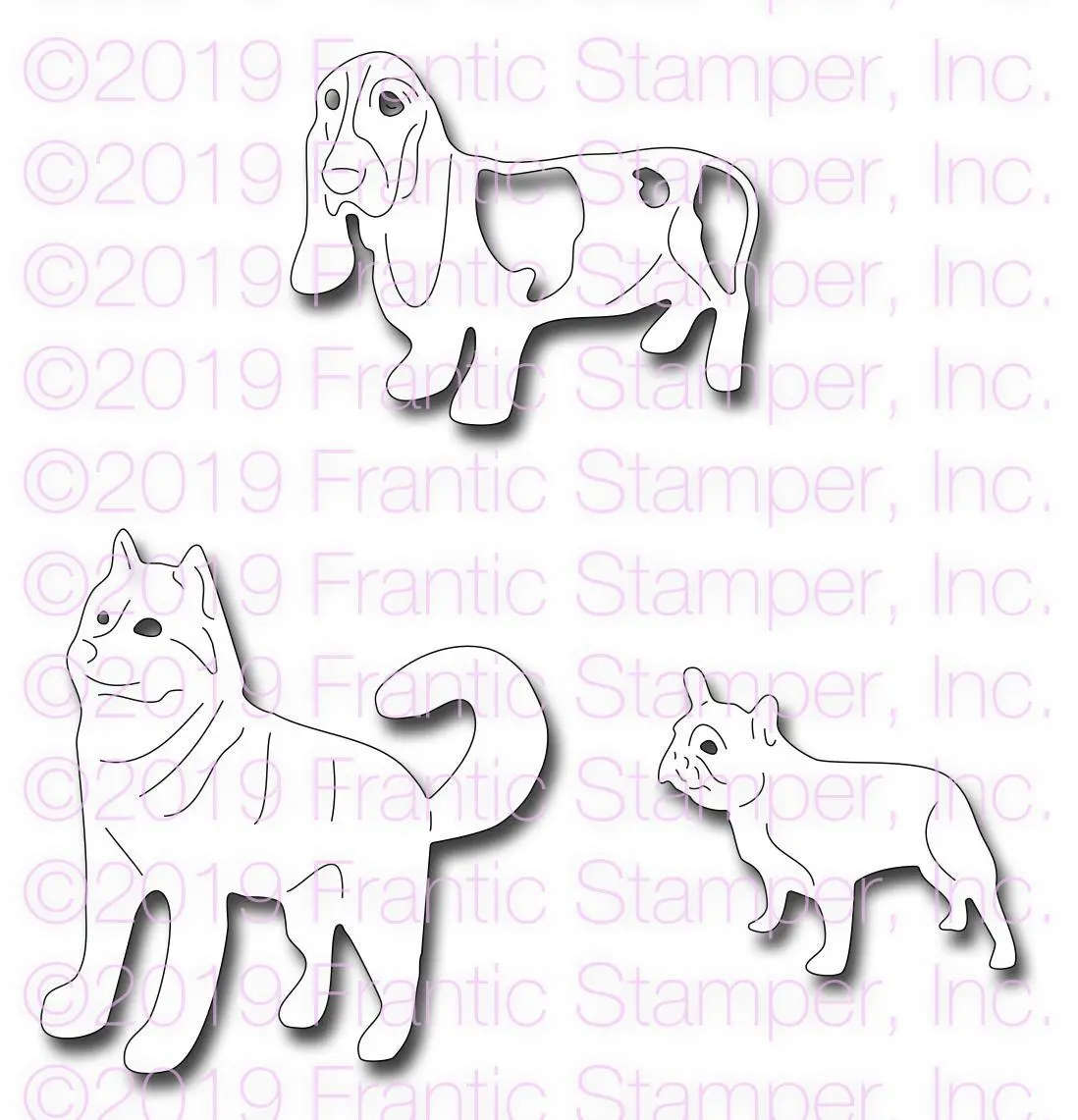 Frantic Stamper Precision Die - Frenchie, Basset, & Husky 1