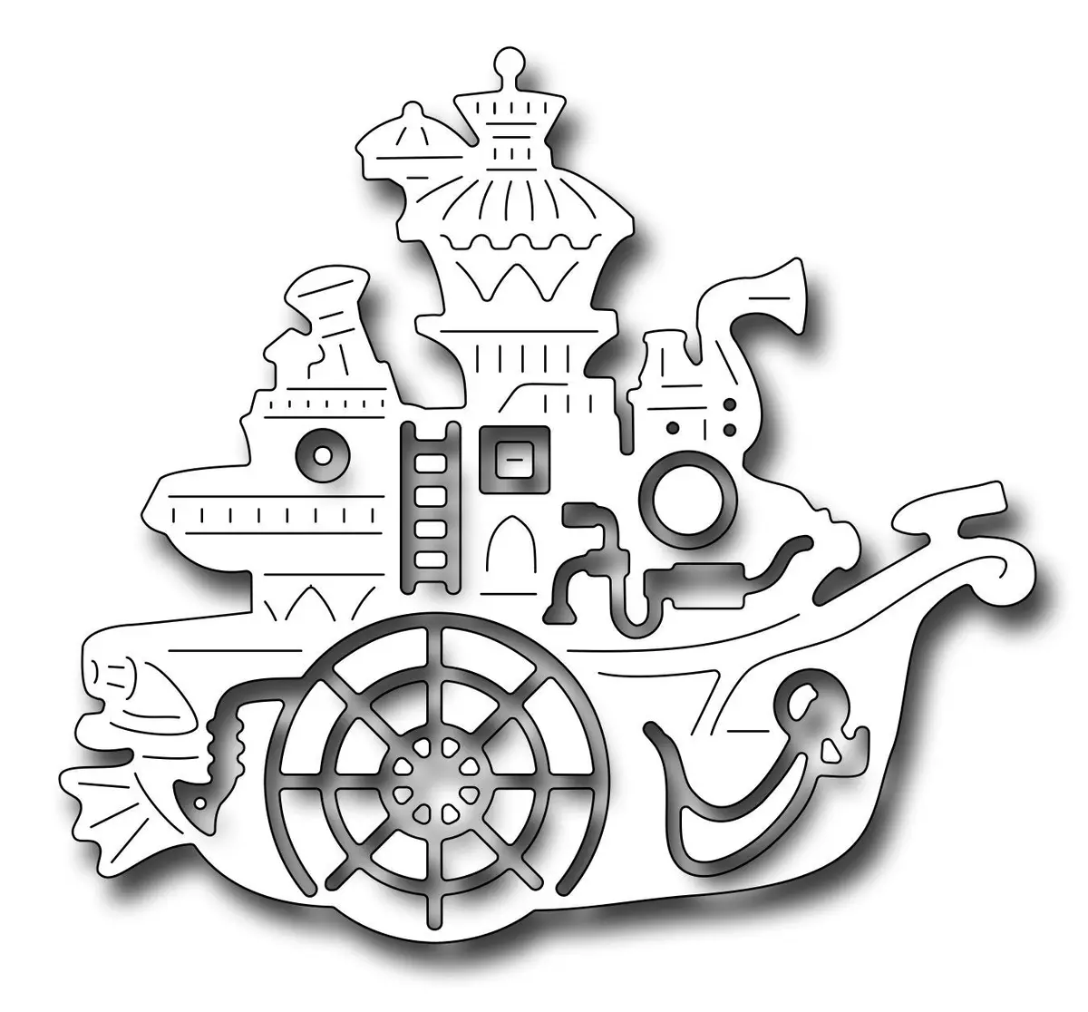 Frantic Stamper Precision Die - Steampunk Ship 1