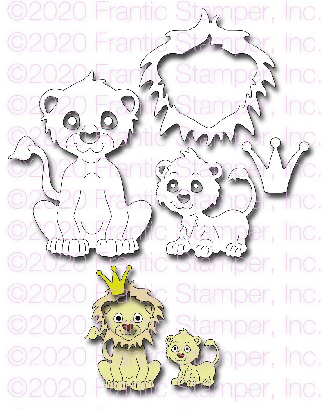 Frantic Stamper Cute Lion Family Die Set 1