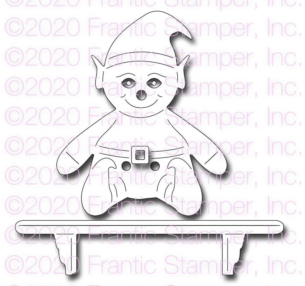 Frantic Stamper Precision Die - Cute Elf And His Shelf 1