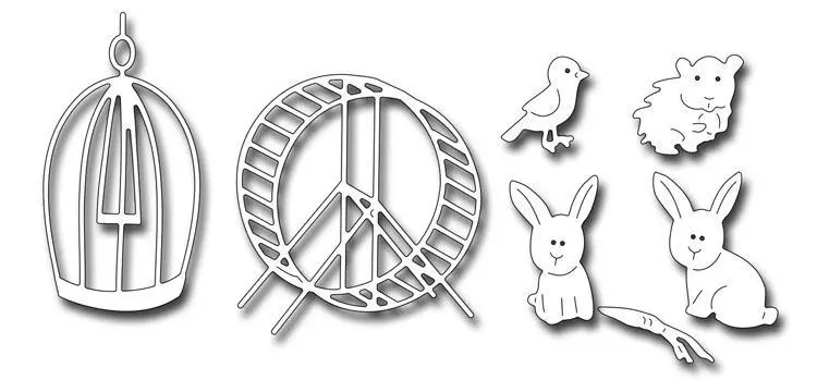 Frantic Stamper Precision Die - Hamster, Bunnies And Bird 1