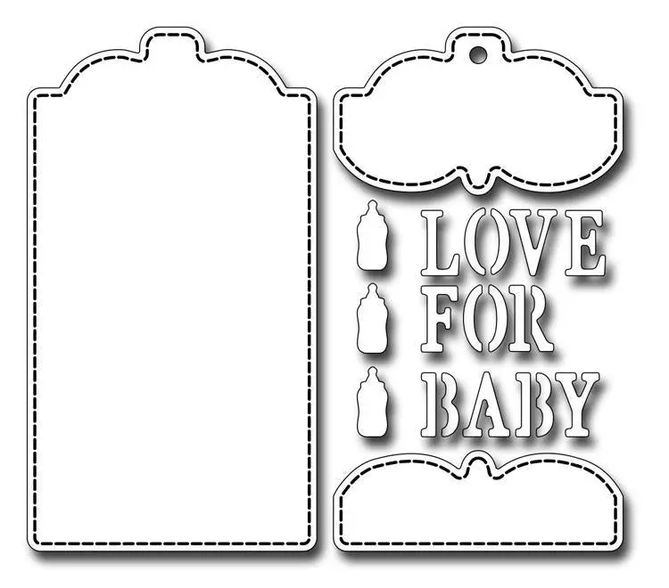 Frantic Stamper Precision Die - Tag Builder #2 - Baby Tag 1