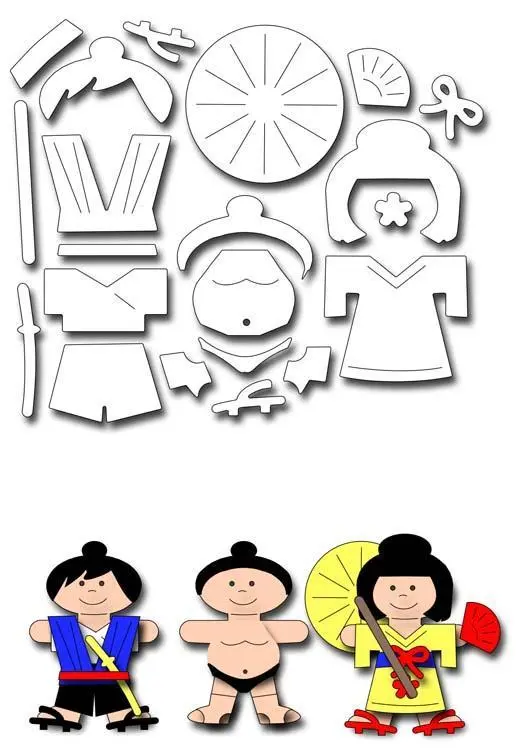 Frantic Stamper Precision Die - Japanese Doll Clothing 1