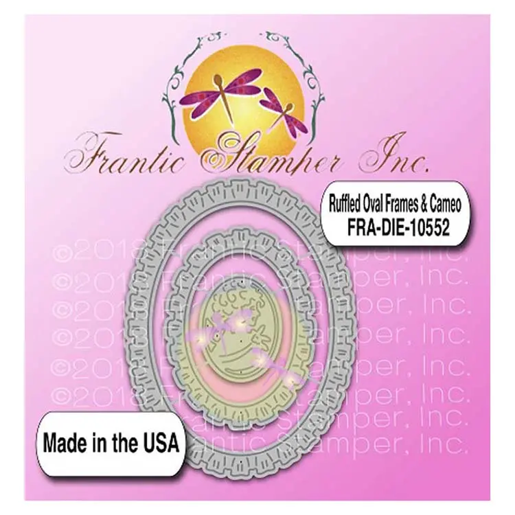 Frantic Stamper Precision Die - Ruffled Oval Frames & Cameo 1