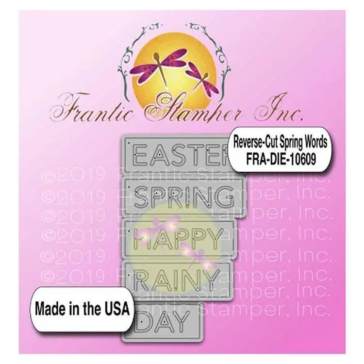 Frantic Stamper Precision Die - Reverse-Cut Spring Words 1