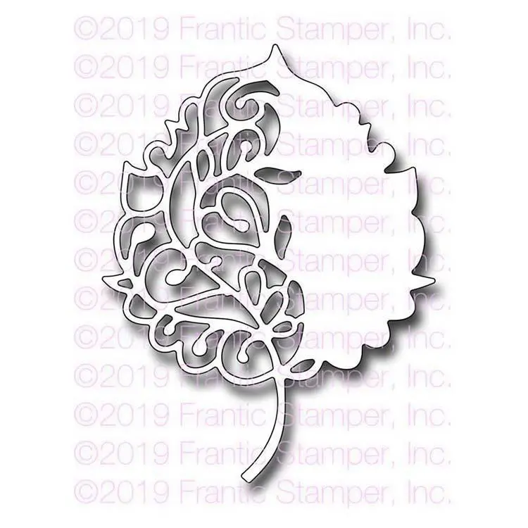 Frantic Stamper Precision Die - Scroll Birch Leaf 1