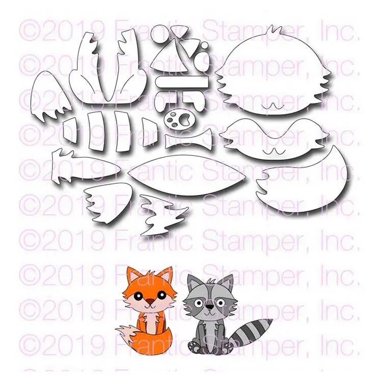 Frantic Stamper Precision Die - Build A Fox & Raccoon 1