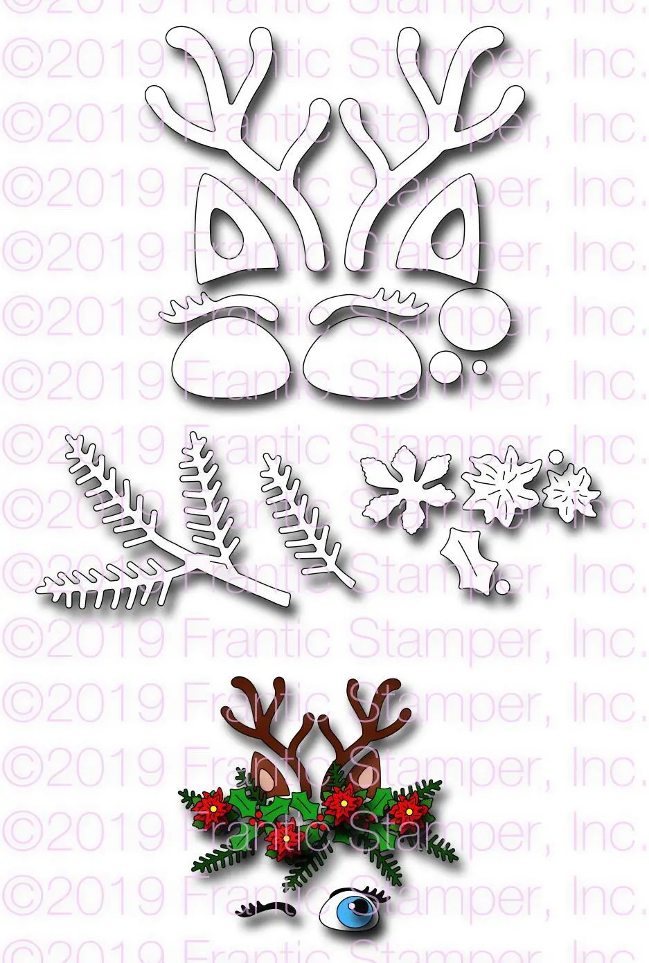 Frantic Stamper Precision Die - Reindeer Features 1