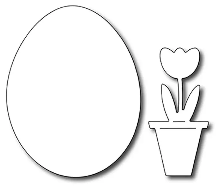 Frantic Stamper Precision Die - Solid Egg (With Bonus Potted Tulip) 1
