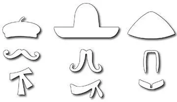 Frantic Stamper Precision Die - International Hats & Mustaches (Set Of 9 Dies) 1