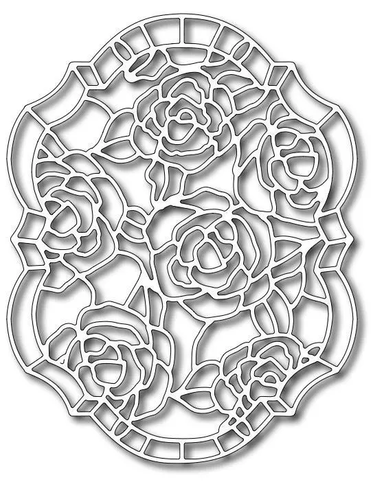 Frantic Stamper Precision Die - Roses Stained Glass 1