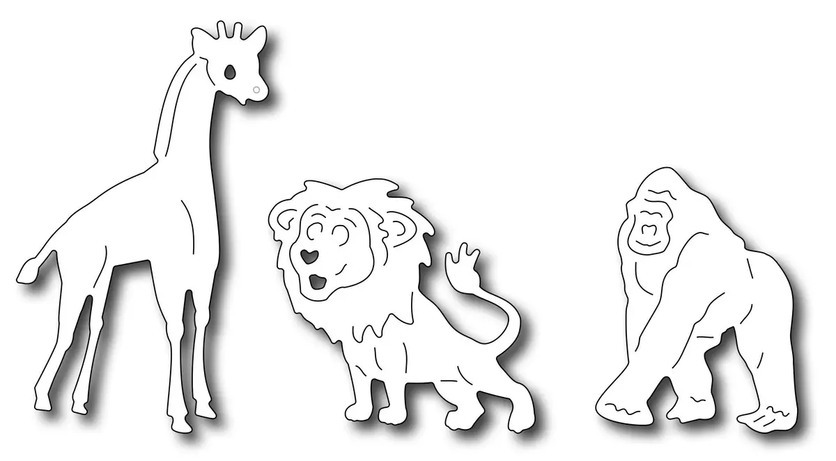 Frantic Stamper Precision Die - Noah's African Animals #2 (Set Of 3 Dies) 1