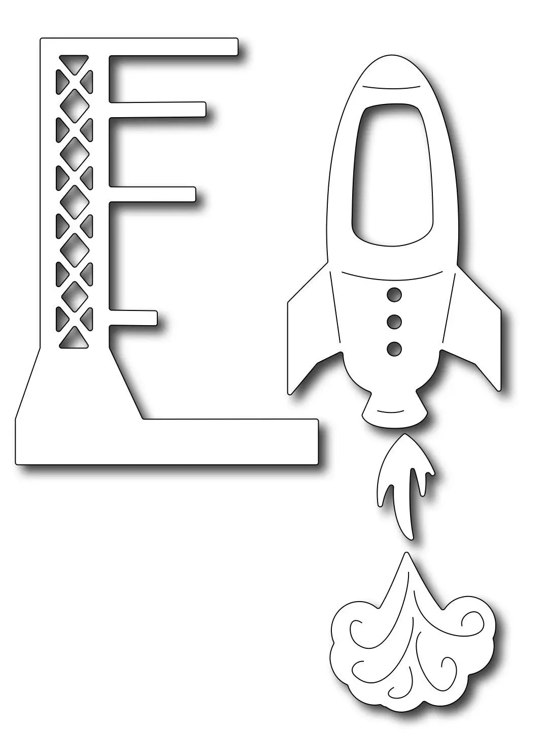 Frantic Stamper Precision Die - Rocket Launch (Set Of 4 Dies) 1