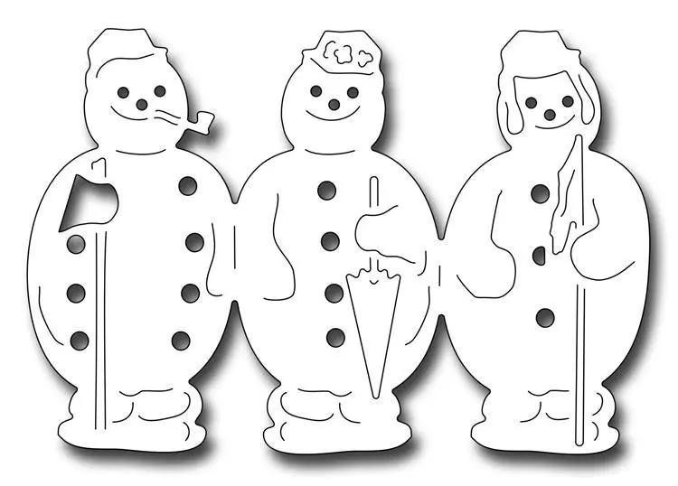 Frantic Stamper Precision Die - Victorian Accordian Snowmen 1
