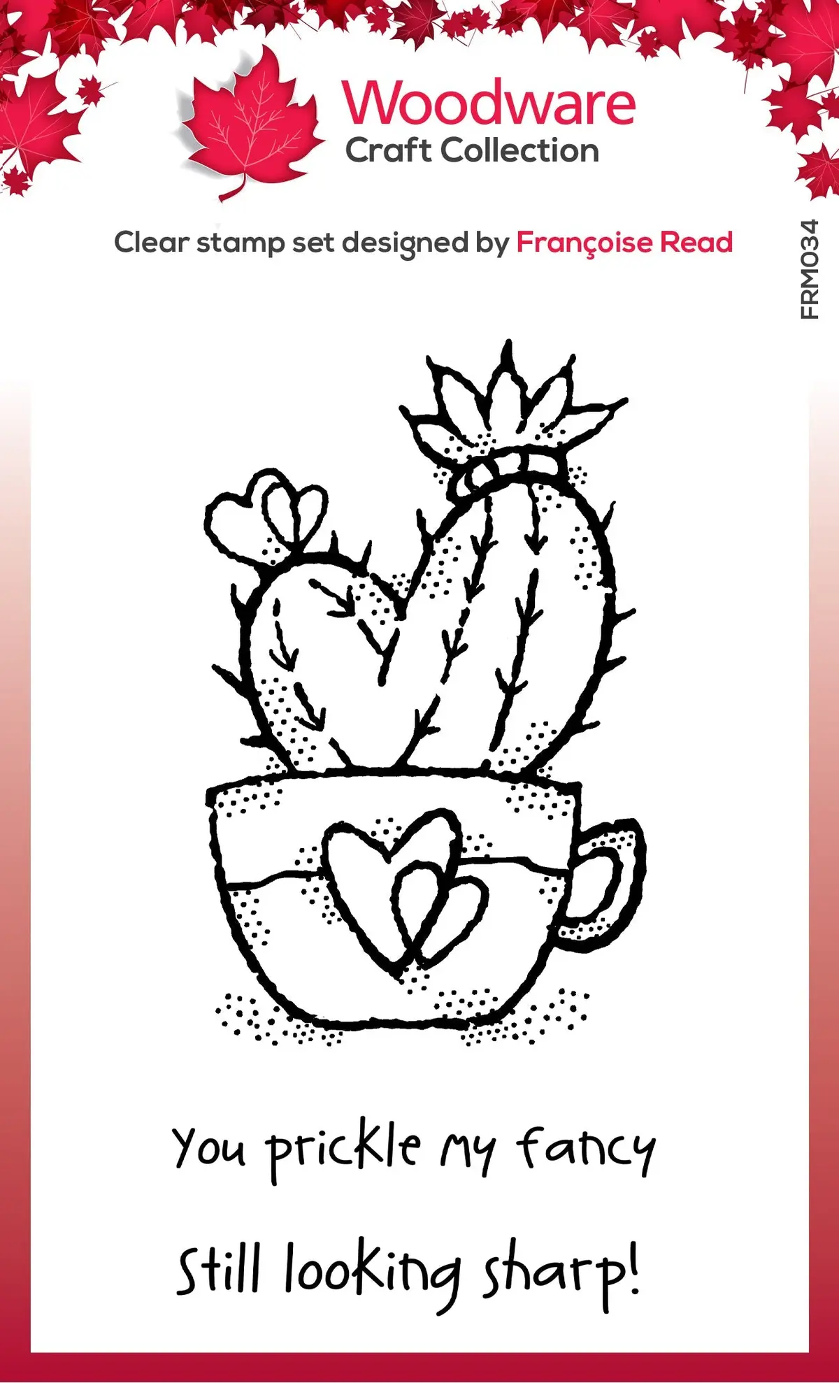 Woodware Clear Singles Heart Cactus 3.8 In X 2.6 In Stamp 1