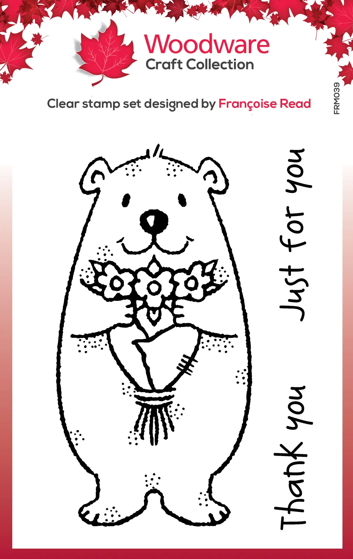 Woodware Clear Singles Flower Bear 3 In X 4 In Stamp 1