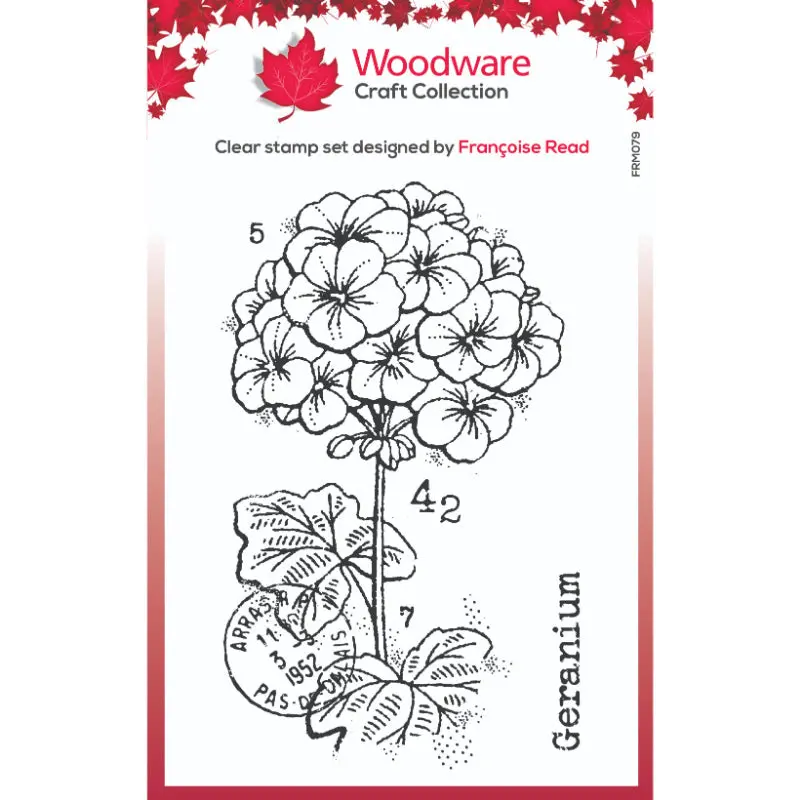Woodware Clear Singles Mini Geranium 3 In X 4 In Stamp Set 1