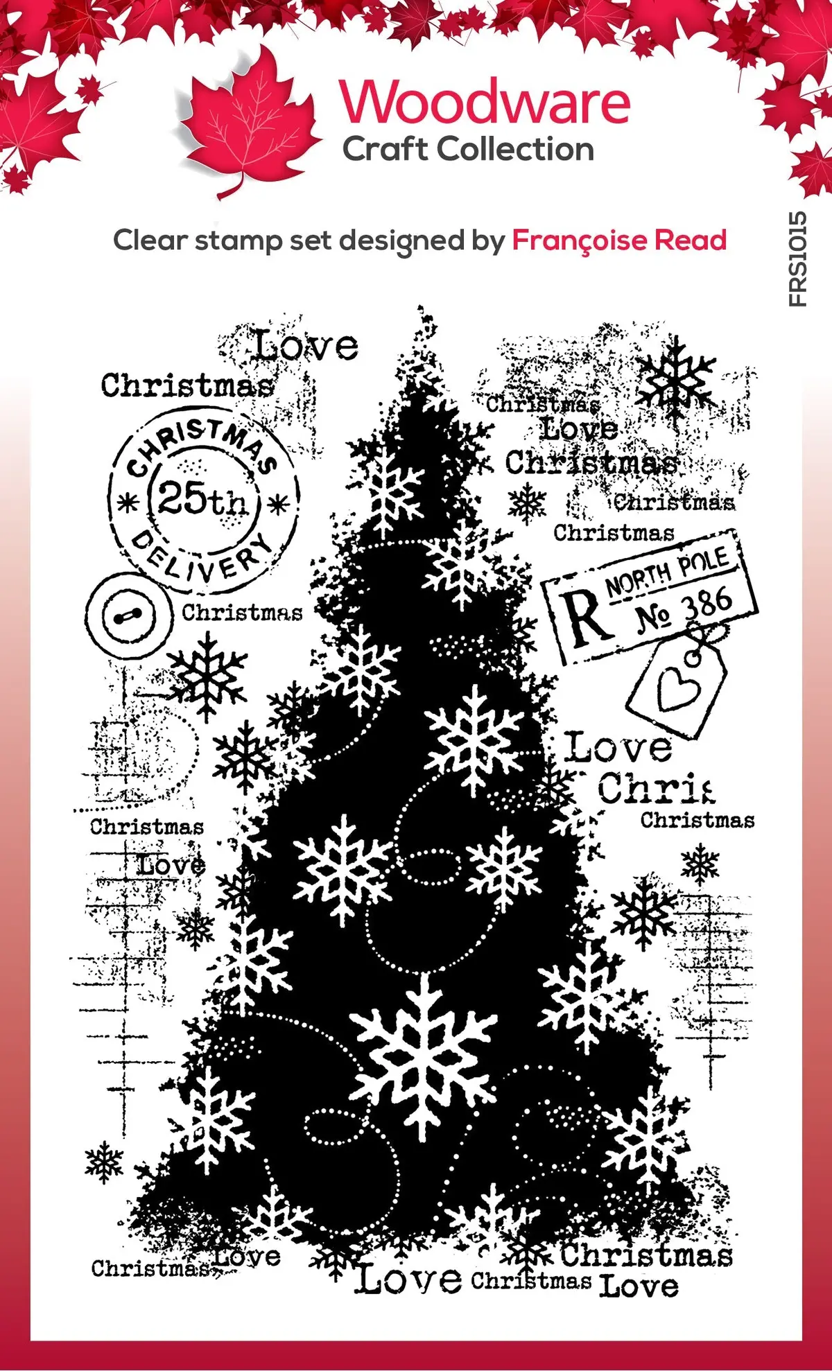 Woodware Clear Singles Snow Frosted Tree 4 In X 6 In Stamp Set 1