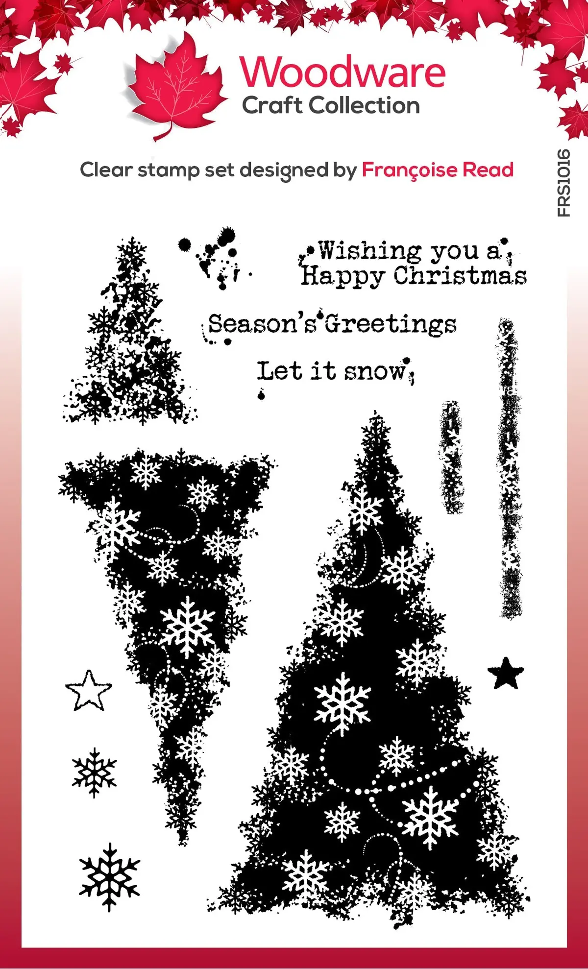 Woodware Clear Singles Snowflake Trees 4 In X 6 In Stamp Set 1