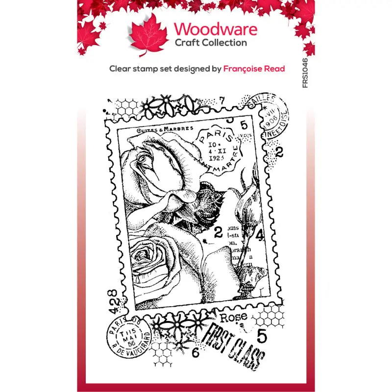 Woodware Clear Singles Postal Rose 4 In X 6 In Stamp Set 1