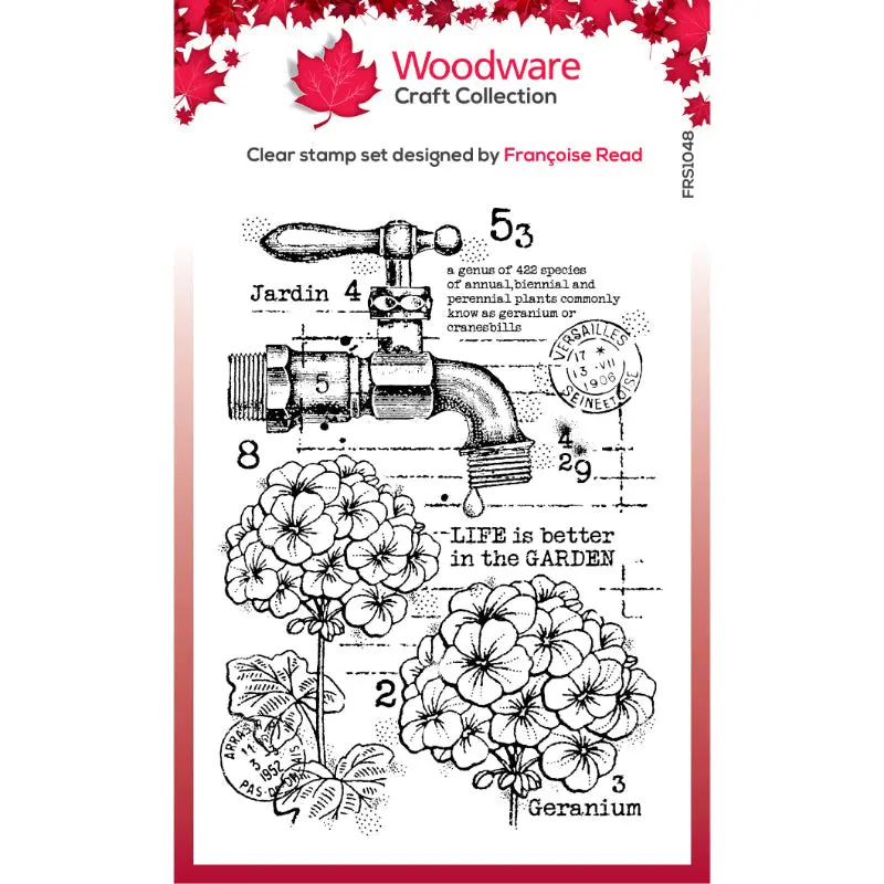Woodware Clear Singles Geraniums 4 In X 6 In Stamp Set 1