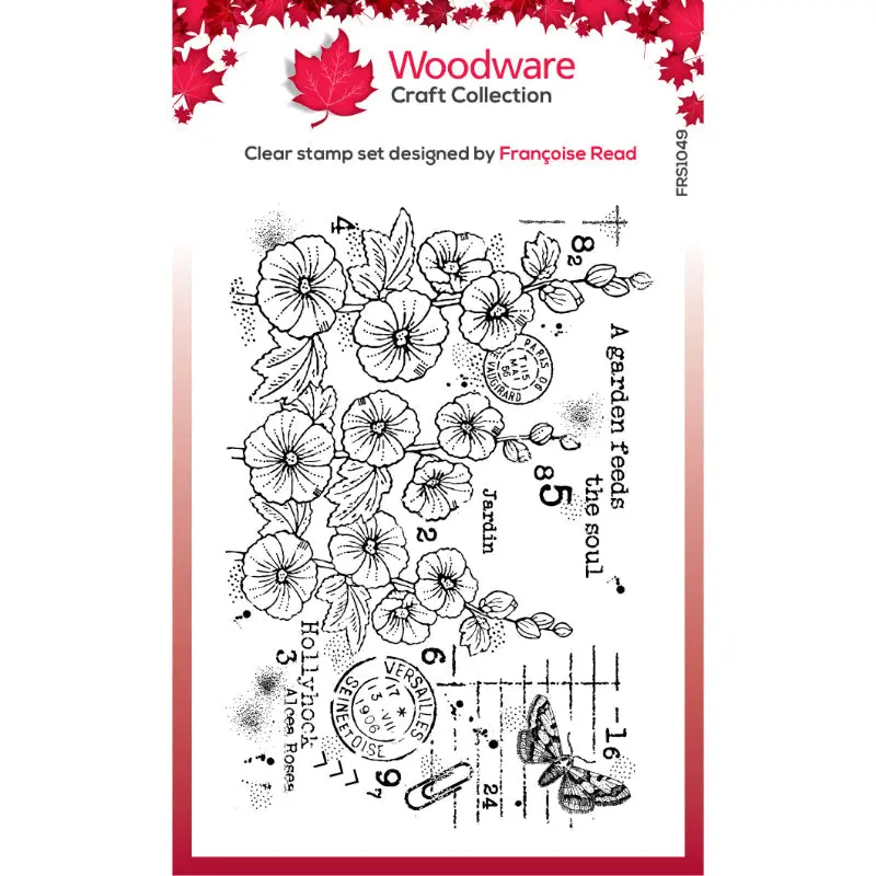 Woodware Clear Singles Hollyhocks 4 In X 6 In Stamp Set 1