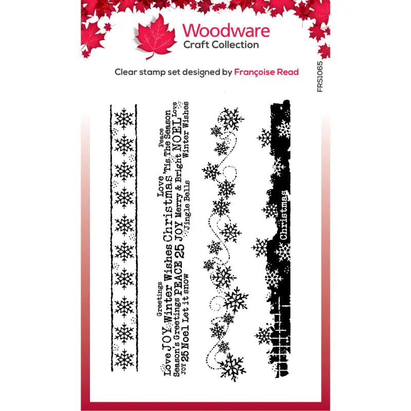 Woodware Clear Singles Christmas Borders 4 In X 6 In Stamp Set 1