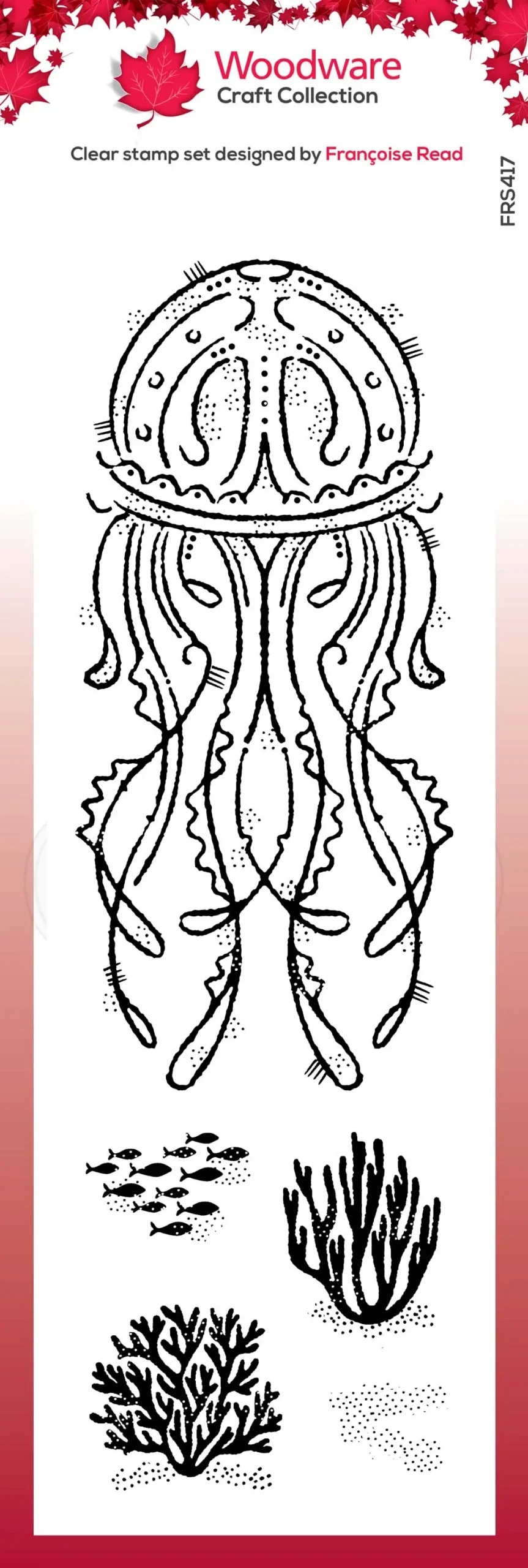 Woodware Clear Singles Jelly Fish 8 In X 2.6 In Stamp 1