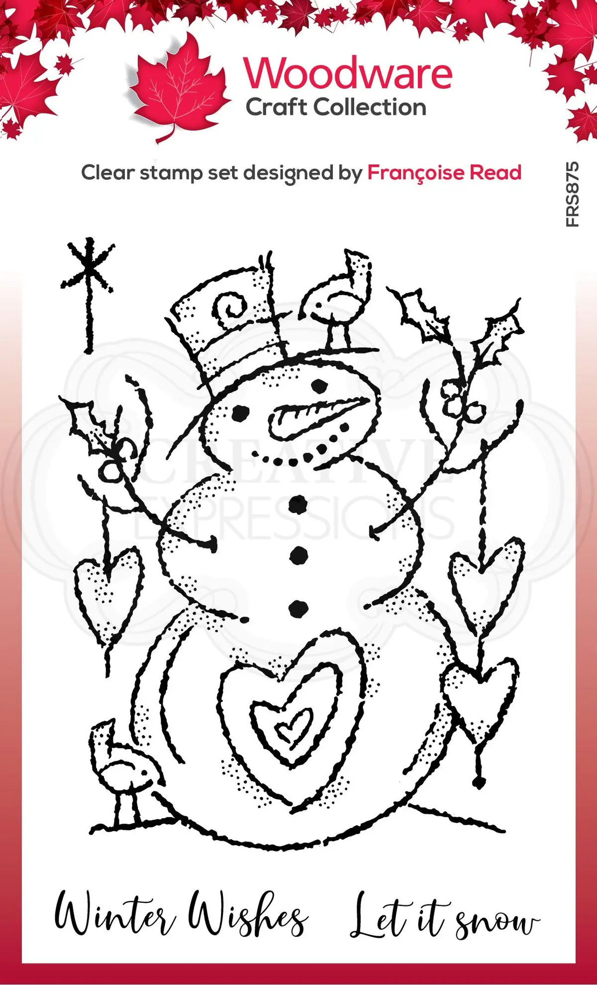 Woodware Clear Singles Loving Snowman 4 In X 6 In Stamp 1