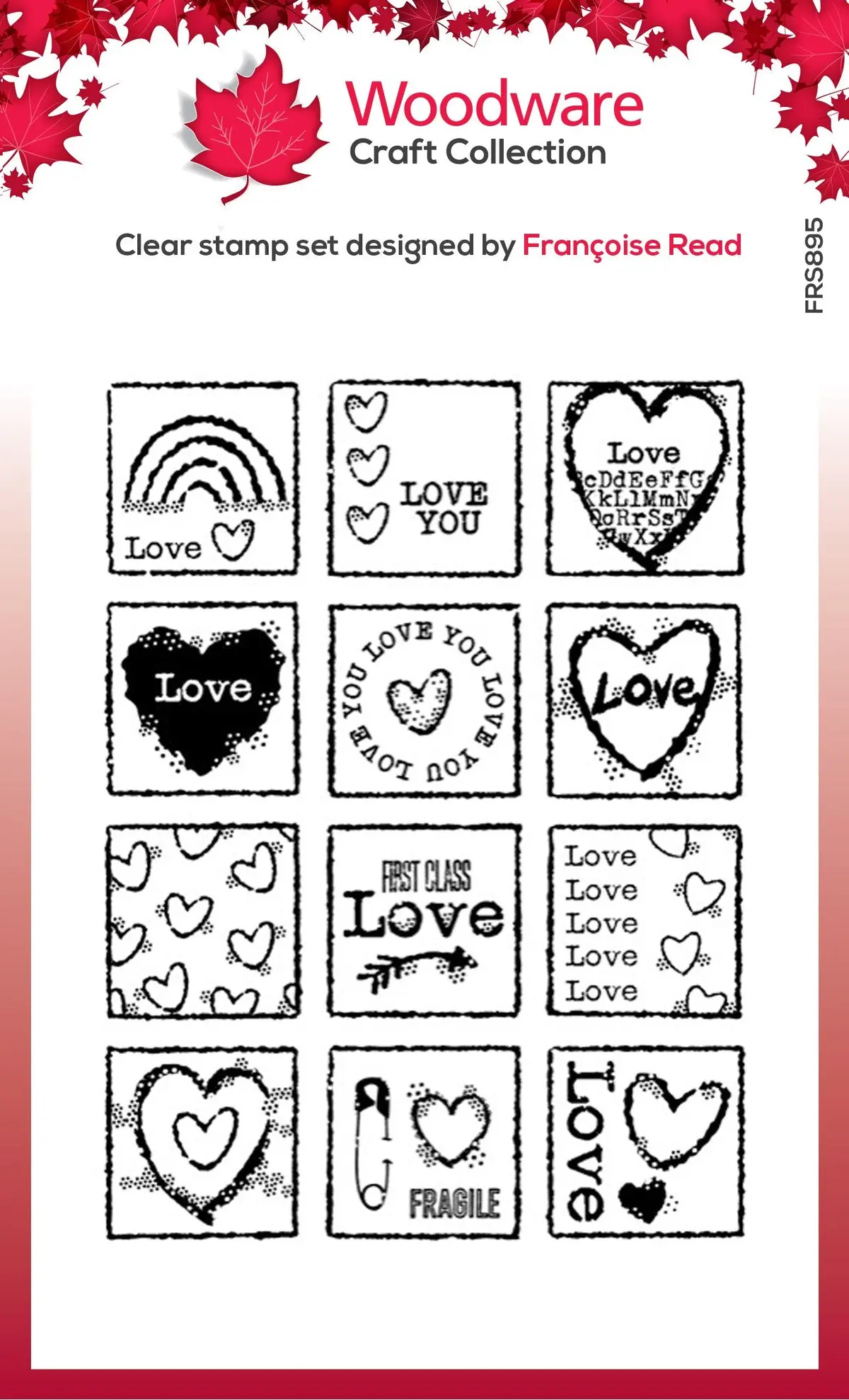 Woodware Clear Singles Love Squares 4 In X 6 In Stamp 1