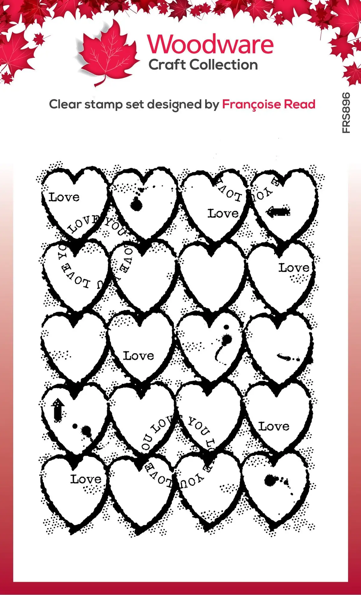 Woodware Clear Singles Heart Background 4 In X 6 In Stamp 1