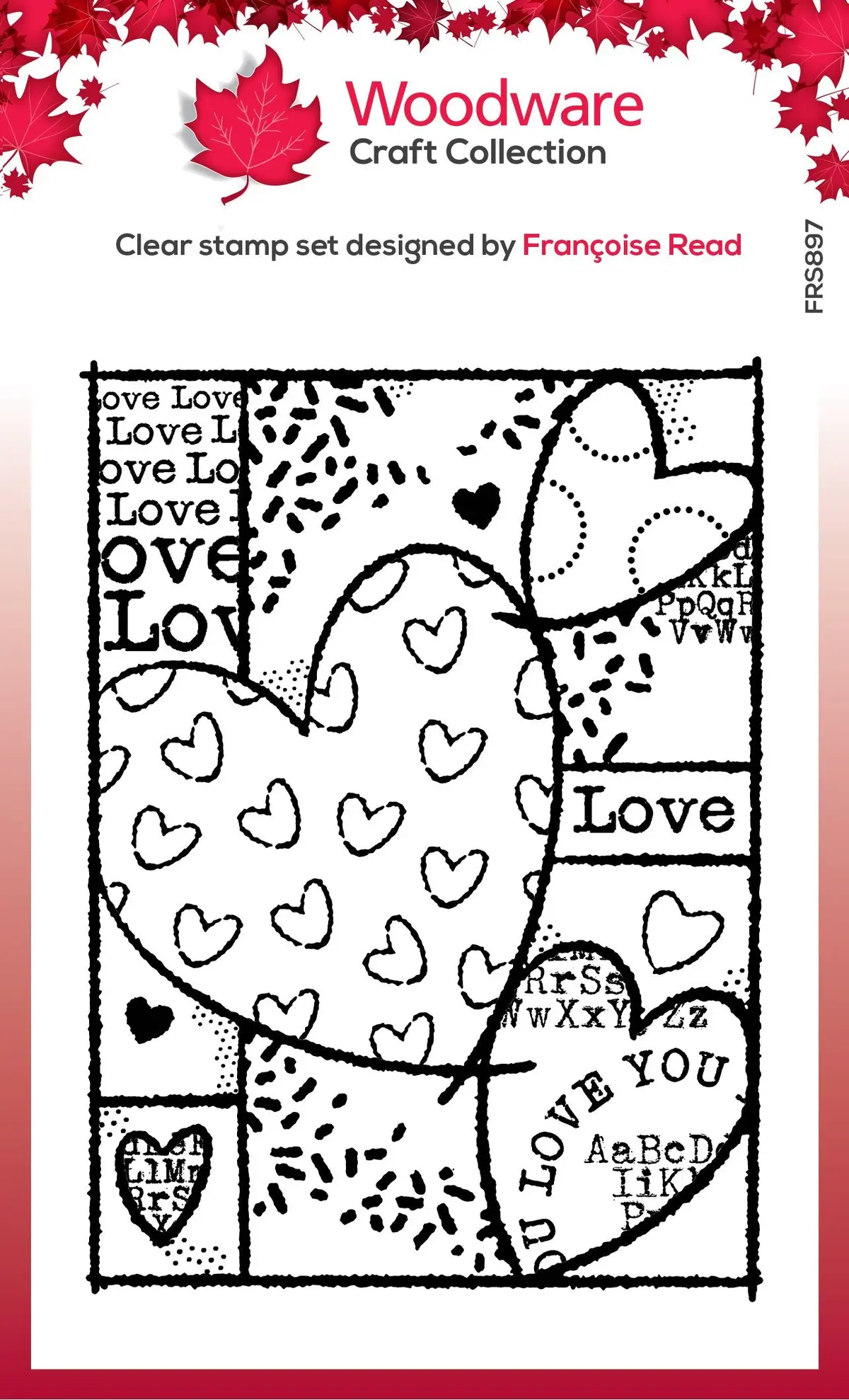 Woodware Clear Singles Heart Collage 4 In X 6 In Stamp 1
