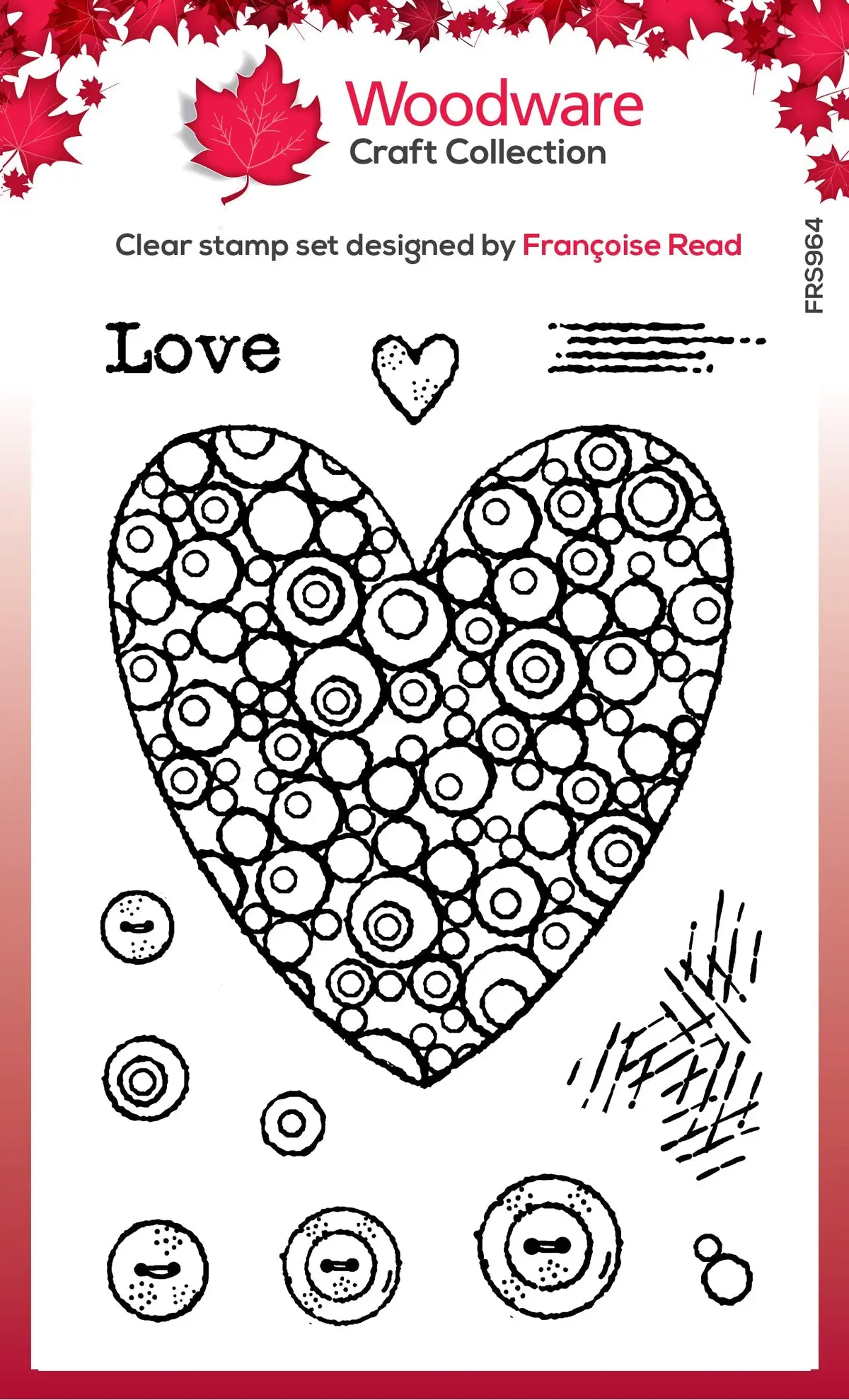 Woodware Clear Singles Bubble Heart 4 In X 6 In Stamp 1