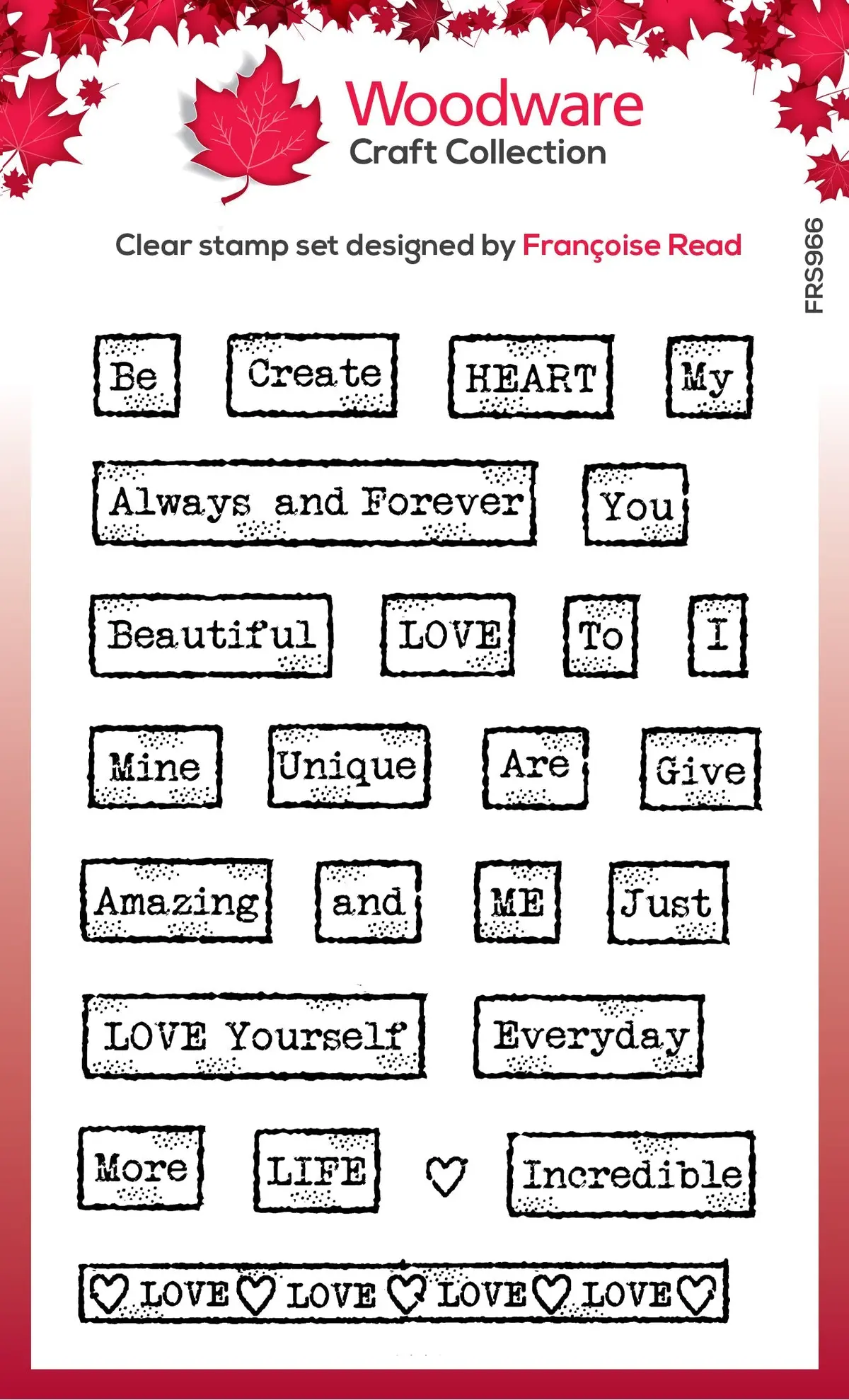 Woodware Clear Singles Love Tape Words 4 In X 6 In Stamp 1