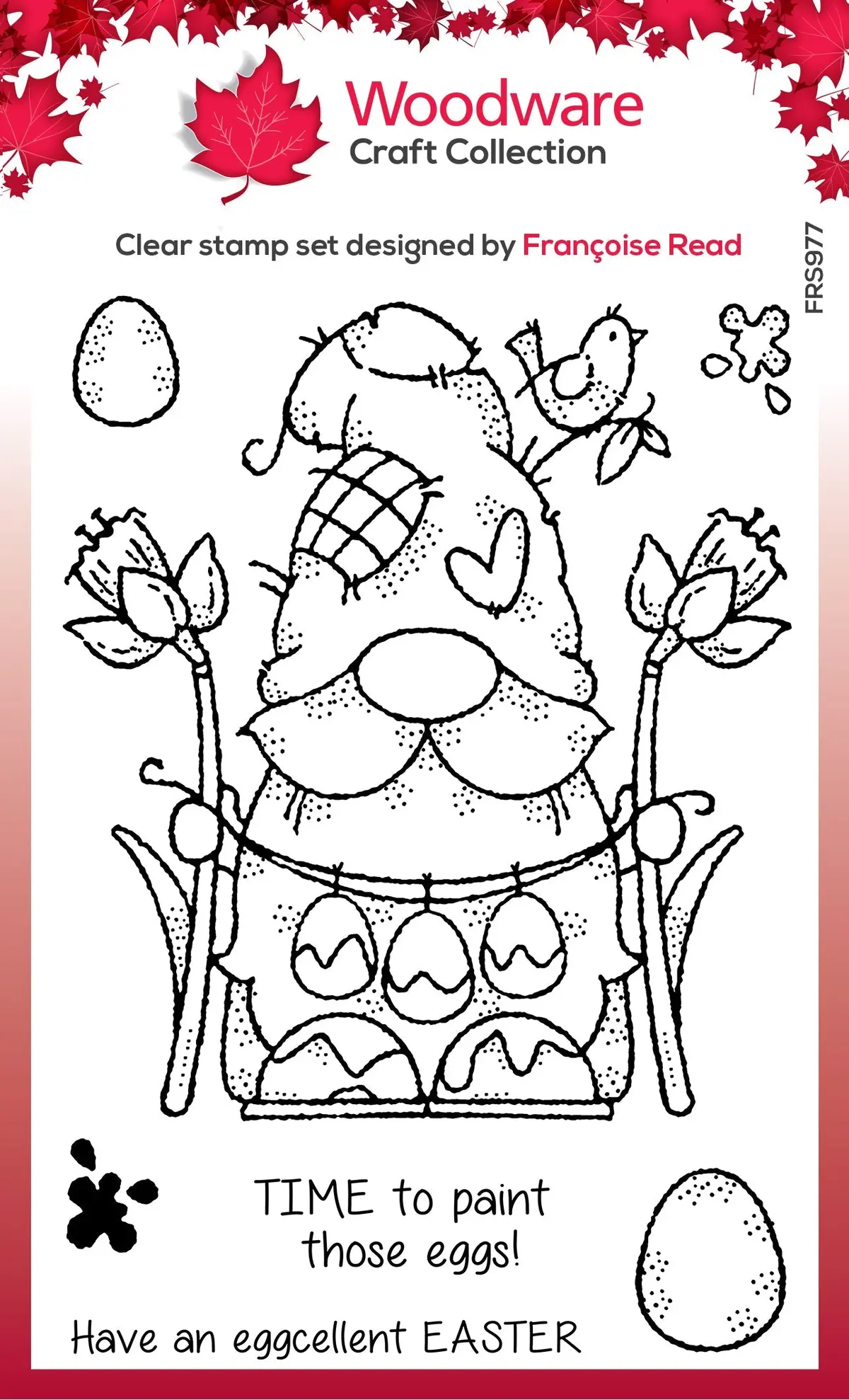 Woodware Clear Singles Egg Painting Gnome 4 In X 6 In Stamp 1