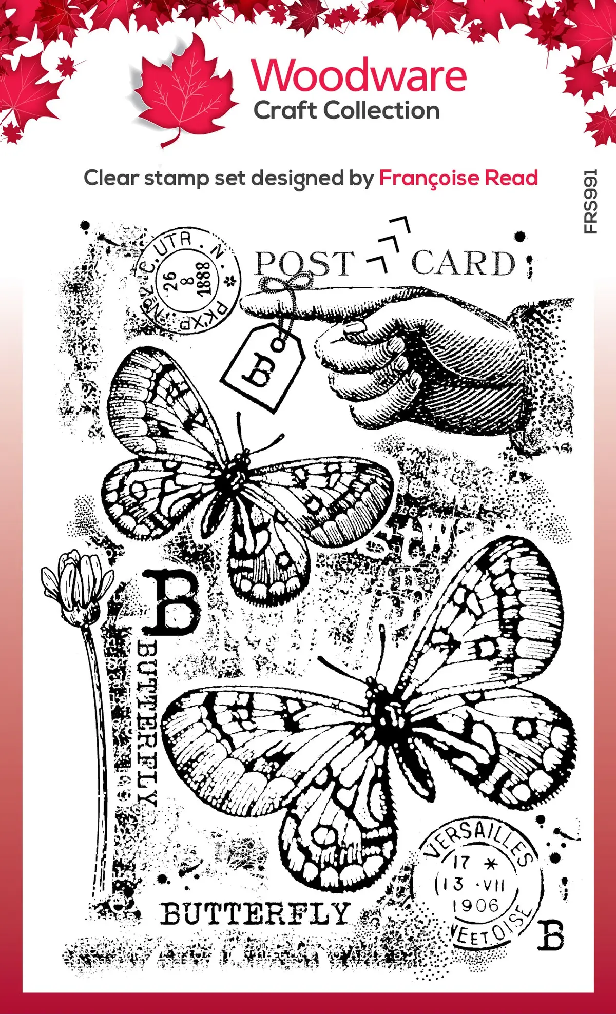 Woodware Clear Singles B Is For Butterfly 4 In X 6 In Stamp 1